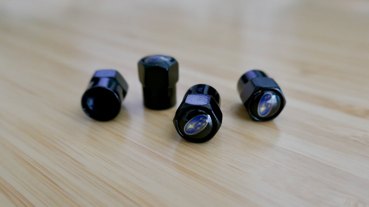 Subaru Style Tyre Valve Cap - Nut Style (Set of 4)